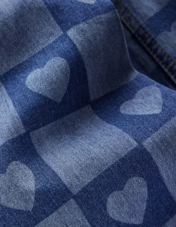 Boden Pantalons-Jean large Motif Heart Checkerboard denim