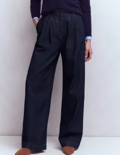 Boden Jeans|Pantalons-Jean large plissé Indigo Délavé