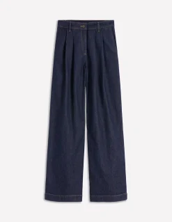 Boden Jeans|Pantalons-Jean large plissé Indigo Délavé