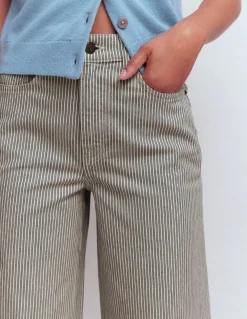 Boden Jeans|Pantalons-Jean large taille haute Rayé bleu