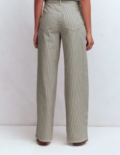 Boden Jeans|Pantalons-Jean large taille haute Rayé bleu