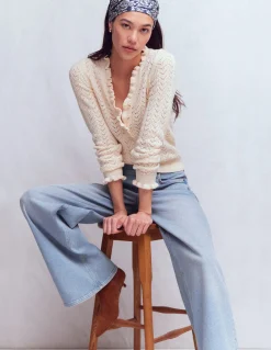 Boden Jeans|Pantalons-Jean large taille haute Blanc/Cerf