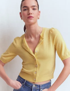 Boden Cachemire|Pulls & Gilets-Joli cardigan court Jaune grès