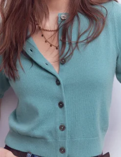 Boden Cachemire|Pulls & Gilets-Joli cardigan court Bleu brumeux