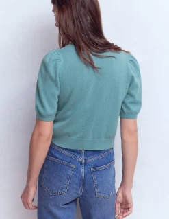 Boden Cachemire|Pulls & Gilets-Joli cardigan court Bleu brumeux