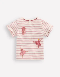 Boden Tops & T-Shirts-Joli T-shirt à volants Ballerines rayé rose