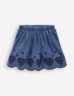 Boden Jupes & Jupes-Shorts-Jupe brodée à enfiler Bleu chambray