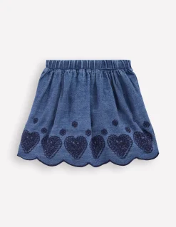 Boden Jupes & Jupes-Shorts-Jupe brodée à enfiler Bleu chambray