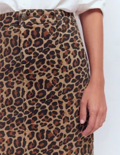 Boden Jupes-Jupe droite en jean Imprimé léopard