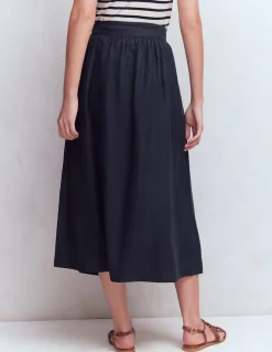 Boden Jupes-Jupe Emma en lin Bleu marine