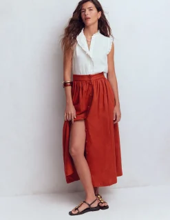 Boden Jupes-Jupe Emma en lin Orange brûlé