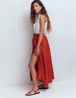 Boden Jupes-Jupe Emma en lin Orange brûlé