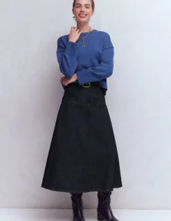 Boden Tenues De Travail|Jupes-Jupe en jean à empiècements Indigo