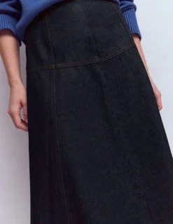 Boden Tenues De Travail|Jupes-Jupe en jean à empiècements Indigo