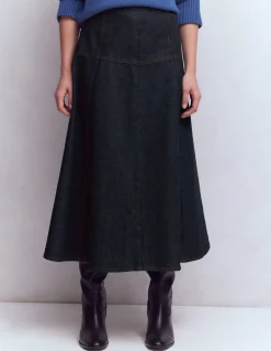 Boden Tenues De Travail|Jupes-Jupe en jean à empiècements Indigo