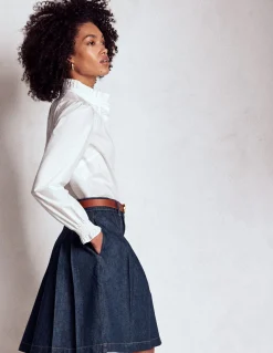 Boden Jupes-Jupe en jean plissée Indigo