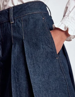 Boden Jupes-Jupe en jean plissée Indigo