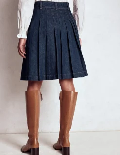 Boden Jupes-Jupe en jean plissée Indigo