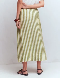 Boden Jupes-Jupe Layla en lin Rayé Vert