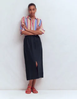 Boden Jupes-Jupe Layla en lin Bleu marine