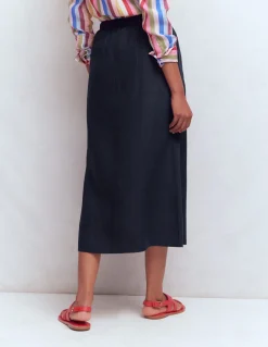Boden Jupes-Jupe Layla en lin Bleu marine
