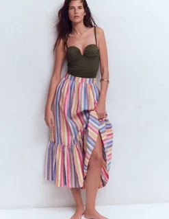 Boden Jupes-Jupe longue Abigail en lin À Rayures Multicolores