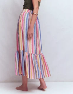 Boden Jupes-Jupe longue Abigail en lin À Rayures Multicolores