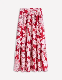 Boden Jupes-Jupe longue Abigail en popeline Salsa, motif Decorative Blossom