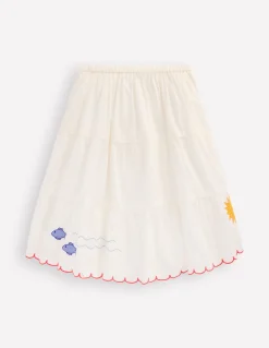 Boden Jupes & Jupes-Shorts|Ensembles Assortis-Jupe midi Brodé ivoire