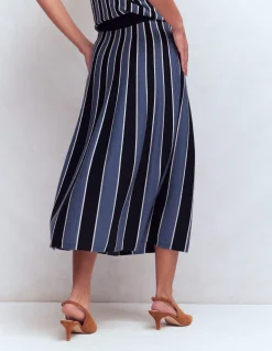 Boden Tenues De Travail|Jupes-Jupe midi Liz en maille Rayé bleu marine authentique