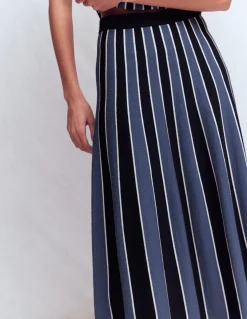 Boden Tenues De Travail|Jupes-Jupe midi Liz en maille Rayé bleu marine authentique