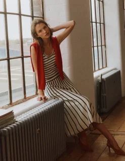 Boden Tenues De Travail|Ensembles Assortis-Jupe midi Liz en maille Ivoire, bleu marine