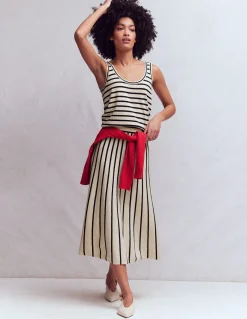 Boden Tenues De Travail|Ensembles Assortis-Jupe midi Liz en maille Ivoire, bleu marine