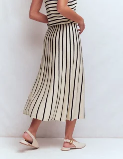 Boden Tenues De Travail|Ensembles Assortis-Jupe midi Liz en maille Ivoire, bleu marine