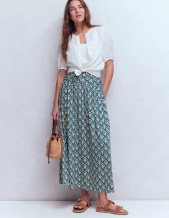 Boden Jupes-Jupe Rosaline en jersey Bleu, motif Petal Terrace