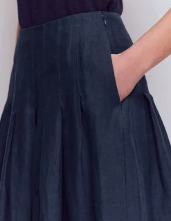 Boden Jupes-Jupe Valentina en lin Bleu marine