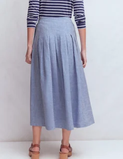 Boden Jupes-Jupe Valentina en lin Chambray Bleu