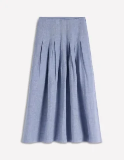 Boden Jupes-Jupe Valentina en lin Chambray Bleu