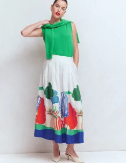 Boden Tenues De Travail|Jupes-Jupe Valentina en lin Multi, motif Abstract Valley