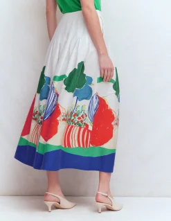 Boden Tenues De Travail|Jupes-Jupe Valentina en lin Multi, motif Abstract Valley