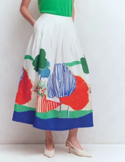 Boden Tenues De Travail|Jupes-Jupe Valentina en lin Multi, motif Abstract Valley