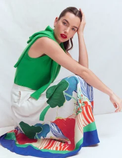 Boden Tenues De Travail|Jupes-Jupe Valentina en lin Multi, motif Abstract Valley