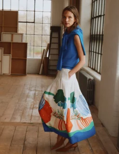 Boden Tenues De Travail|Jupes-Jupe Valentina en lin Multi, motif Abstract Valley