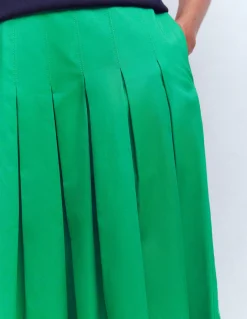 Boden Jupes-Jupe Valentina en satin de coton Émeraude Intense