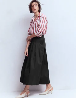 Boden Jupes-Jupe Valentina en satin de coton Noir