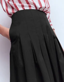 Boden Jupes-Jupe Valentina en satin de coton Noir