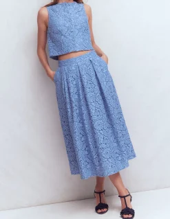 Boden Jupes|Ensembles Assortis-Jupe Verity en dentelle Bleu barbeau