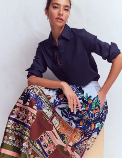 Boden Jupes-Jupe Verity en satin de coton Multi, motif Balcony Scene