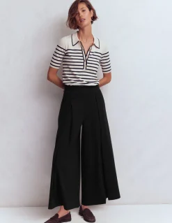 Boden Pantalons-Jupe-culotte à pli en point de Rome Noir