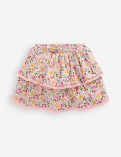 Boden Jupes & Jupes-Shorts-Jupe-short en jersey à volants Motif Spring Garden rose craie